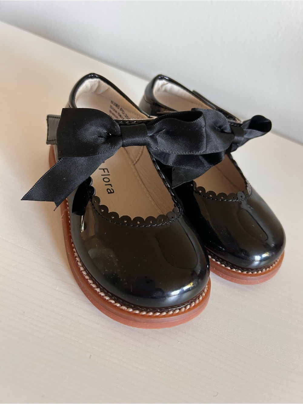 Felix and Flora Black Patent Mary Jane Shoes with Bow